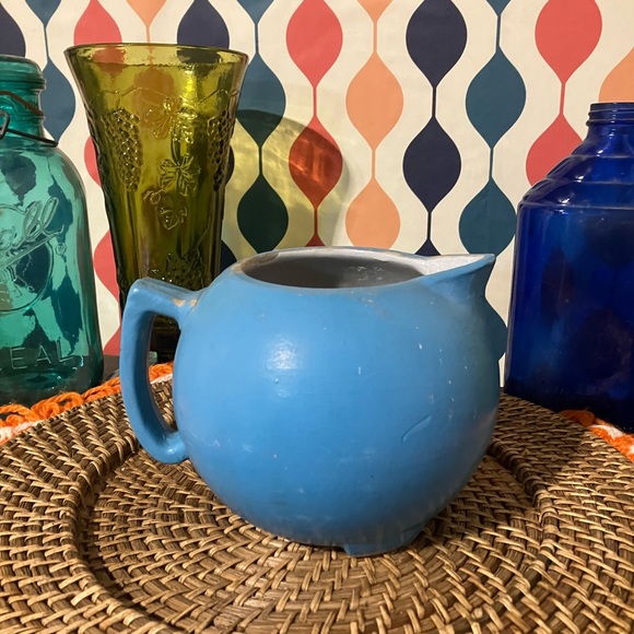Rare Vintage Ransburg Sky Blue Hand Painted Floral Pitcher - Picture 9 of 9